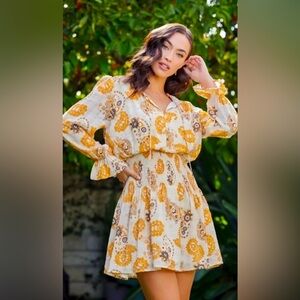 NWT Bishop + Young Marmot Boho Paisley Smocked Waist Dress L